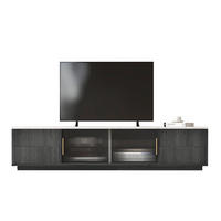 TV ormarić 160/40/38,5 cm sivi od MDF-a s 4 ladice i staklenim vratima - siva, drvni materijal (160/38.5/40cm) - OKWISH