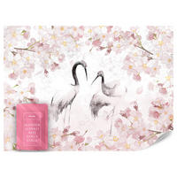 FOTOTAPETE Kraniche Kirschblüten Natur Aquarell 150x105 - Beige/Schwarz, Papier (150/105cm) - Muralo