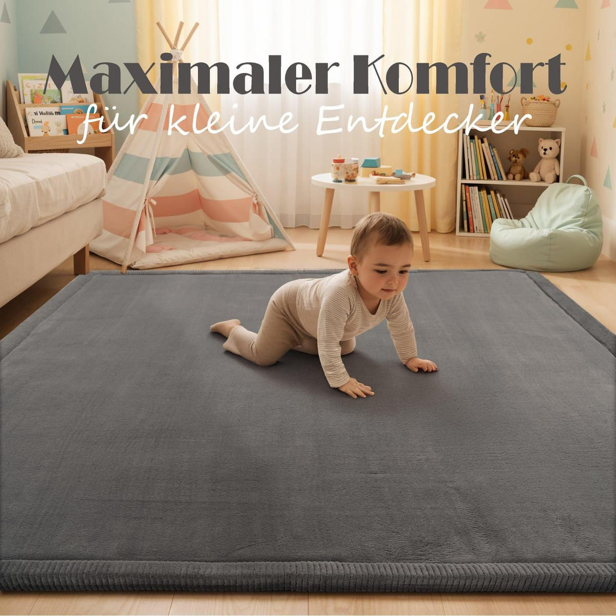 KINDERTEPPICH 200/200 cm Tatami 475 - Anthrazit, Kunststoff (200/200cm) - Paco Home