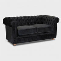 CHESTERFIELDSOFA capitonné - Schwarz - Schwarz, Textil (170/83/81cm) - Pasmara