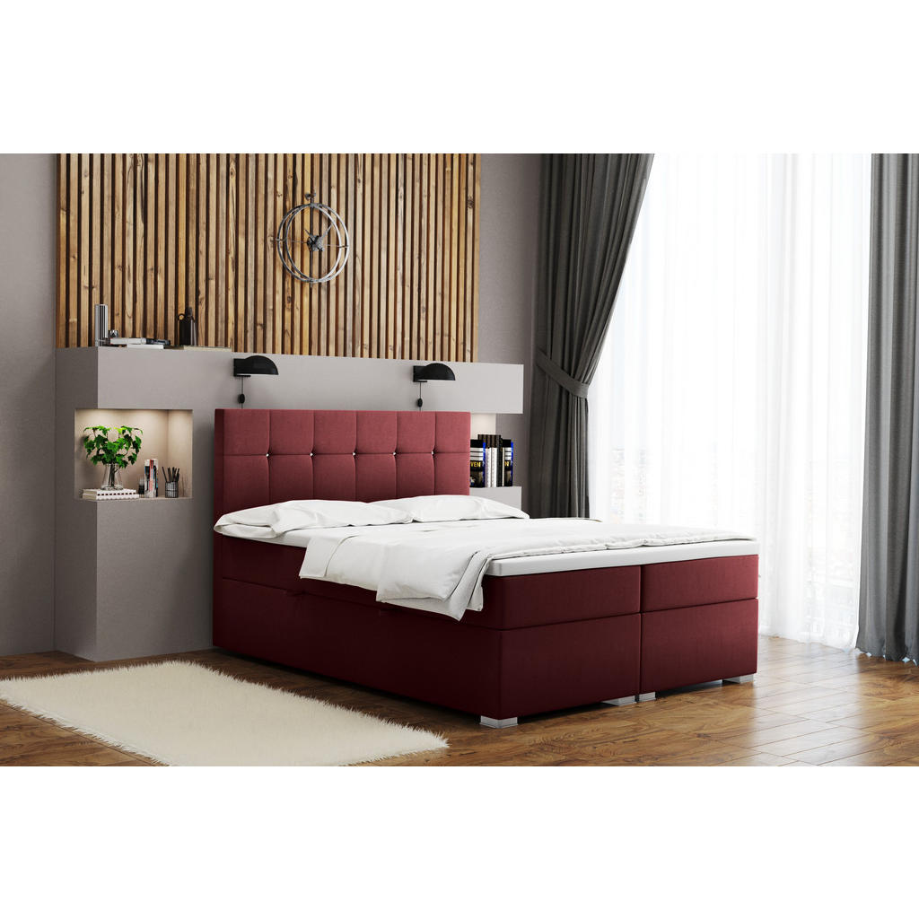Thumbnail - Kaiser Möbel Boxbett, Dunkelrot, Textil, 2 Schubladen, H3, Höhe ca. 20 cm, einzeln stellbar,Rechteckig, Rollen, 200x200 ...