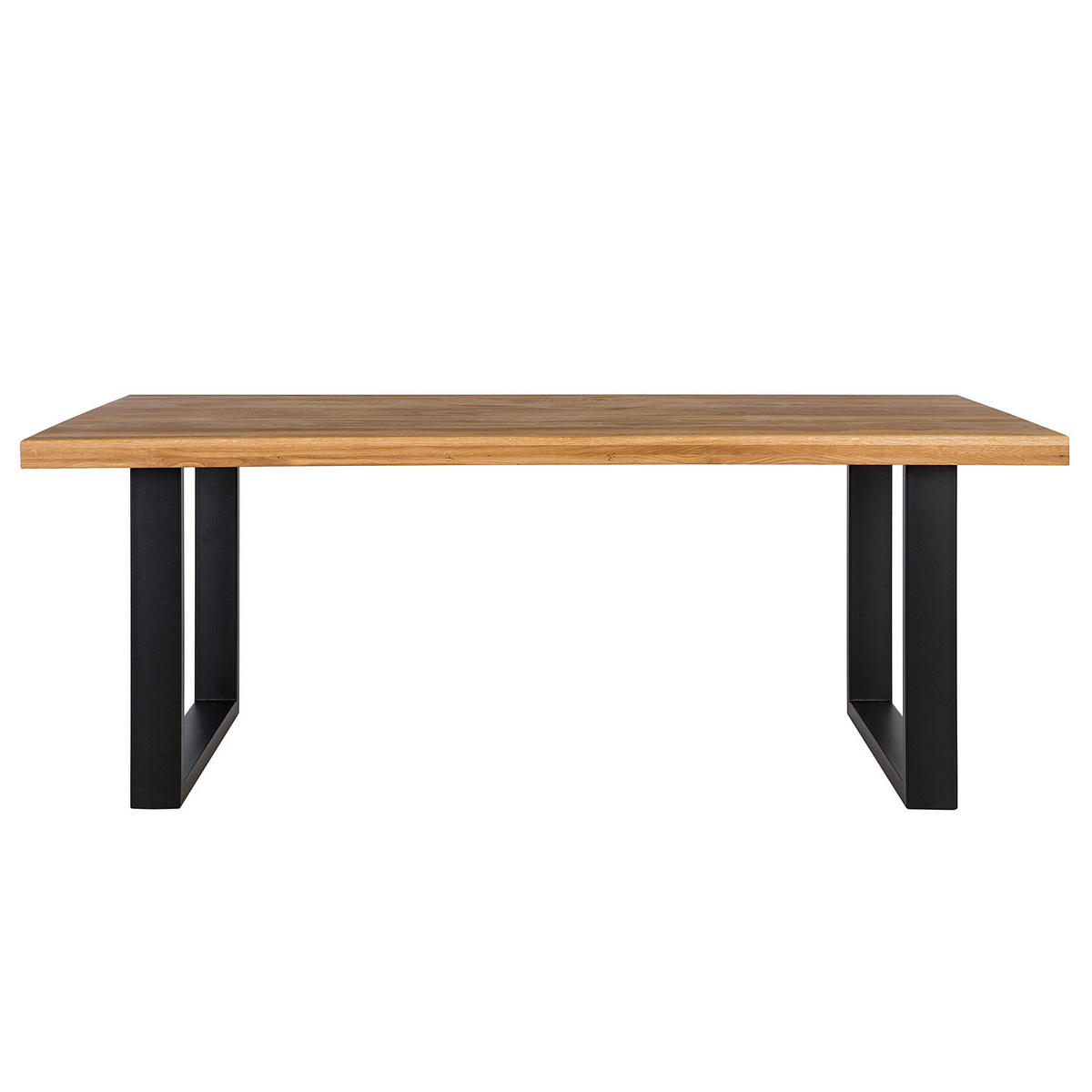 ESSTISCH - Metall / Massivholz - Schwarz - Eichefarben/Schwarz, Holz/Metall (100/180/77cm) - home24