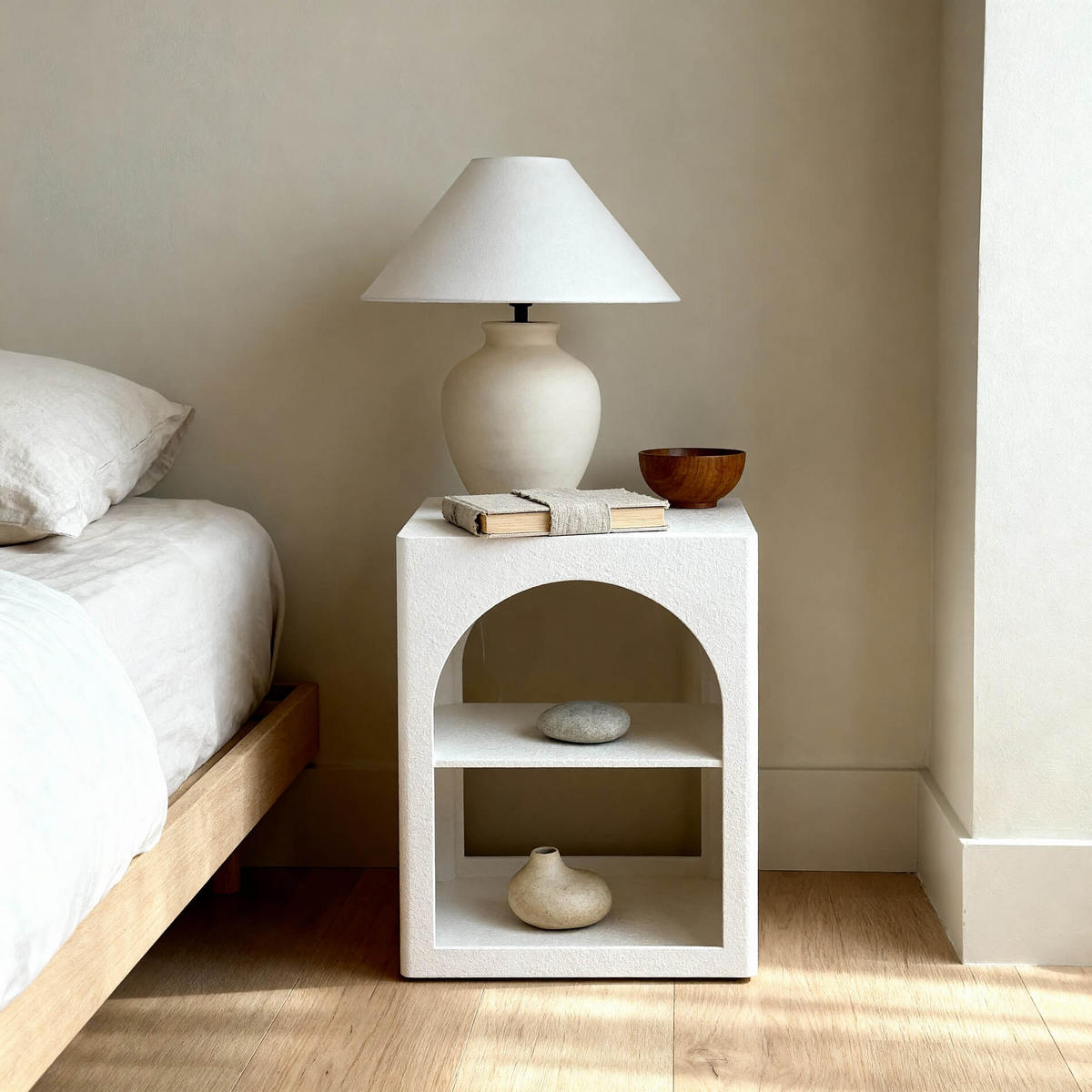 NACHTTISCH Nerina 40/30/55 cm mit 1 Ablage - Weiß, Holzwerkstoff (40/55/30cm) - Mobili Rebecca