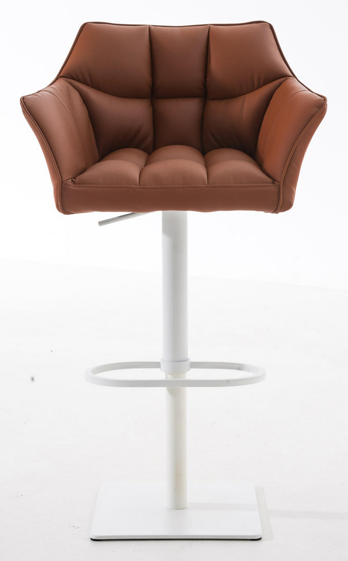 BARHOCKER 2er Set Damaskus Kunstleder weiß hellbraun - Braun/Weiß, Textil/Metall (64/110/48cm) - TPFLiving