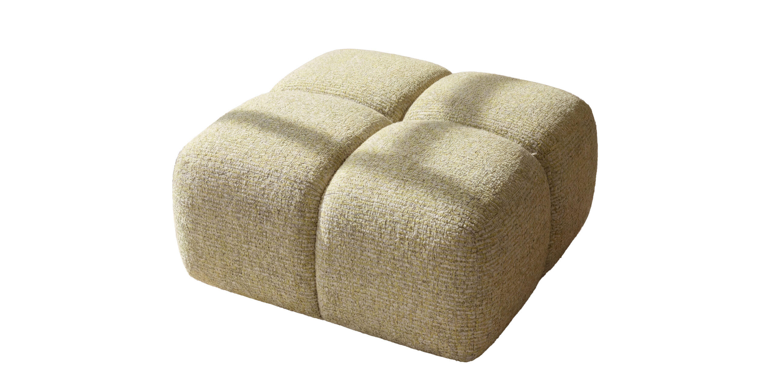 HOCKER, Pouf, Chenille Stoff Puente, Hellgelb, Averro - Hellgelb, Holz (88/42/88cm) - Kaiser Möbel