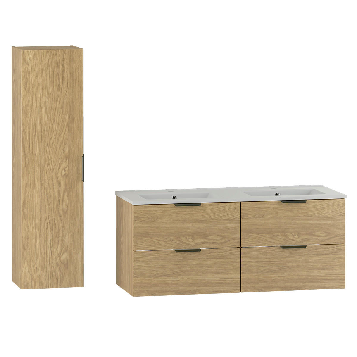 BADMÖBEL 120cm Astrid 2er-Set Holz - Braun, Holzwerkstoff (120/50/45.8cm) - Petits-meubles