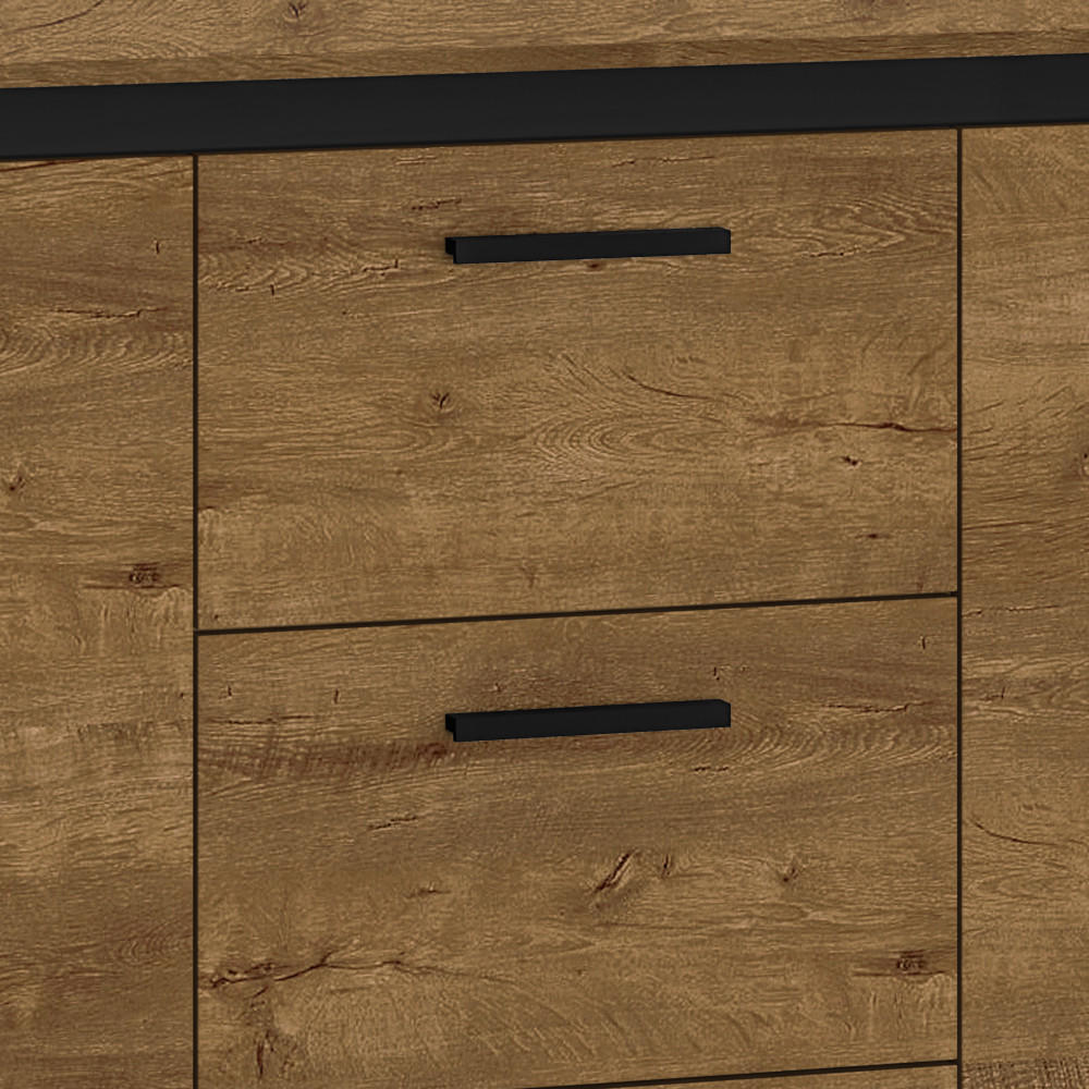 SIDEBOARD Baltica Lefkas Eiche / schwarz 138 / 43 / 94cm - Eichefarben/Braun, Holz/Holzwerkstoff (138/94/43cm) - Feldmann-Wohnen