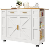 KÜCHENINSEL faltbar 120x65x90cm Weiß mit 3D Türen & 2 Schubladen - Weiß, Holzwerkstoff (120/90/65cm) - Modfu