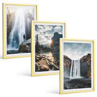 BILDER SET 3er Set - 40x60 cm Goldrahmen - Wasserfälle, Berge, Landschaften, Natur - Goldfarben, Kunststoff (40/60cm) - TULUP