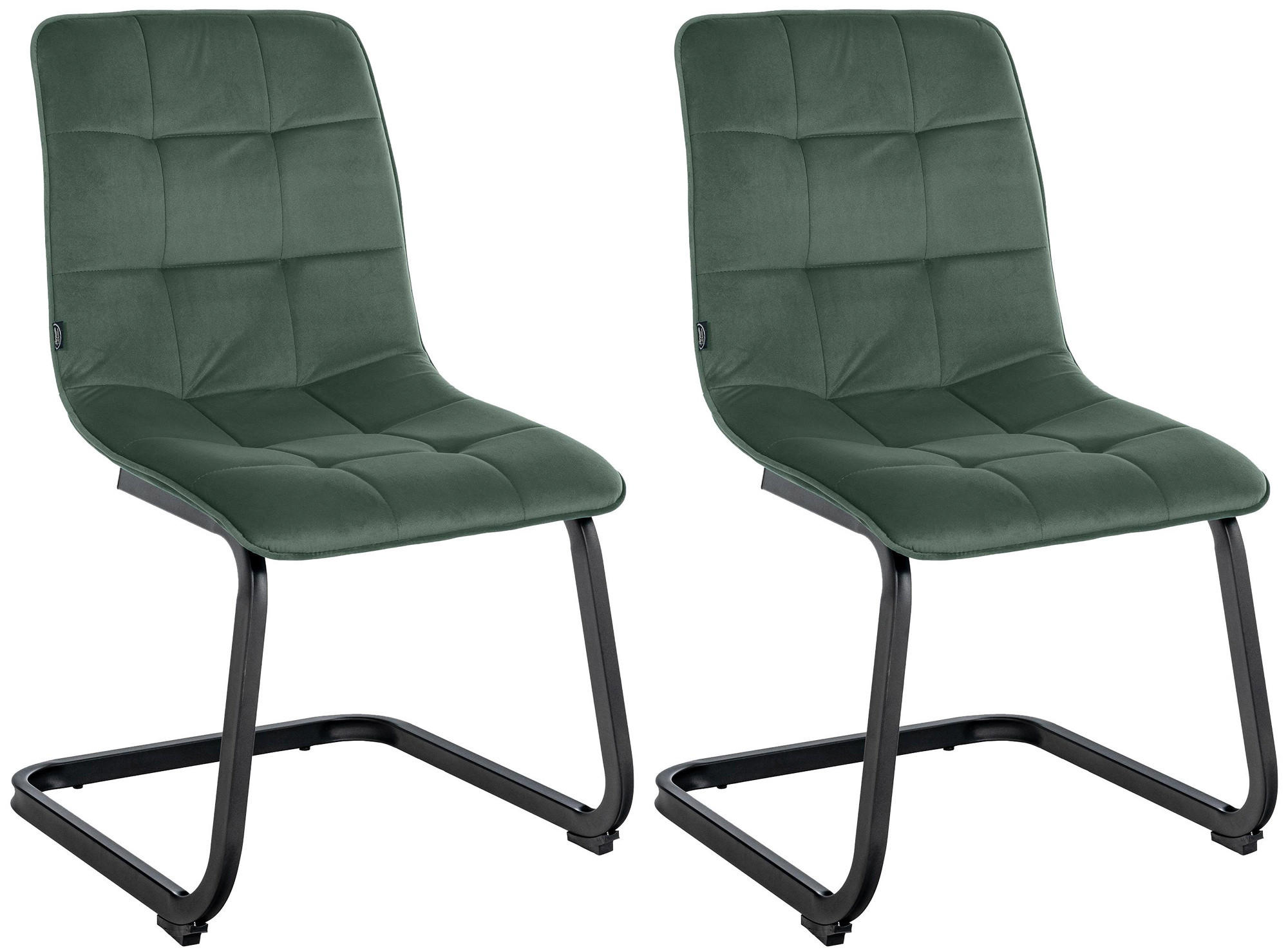 SCHWINGSTUHL 2er Set Samt dunkelgrün - Dunkelgrün/Schwarz, Textil/Metall (47/87/58cm) - CLP