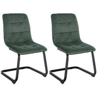 SCHWINGSTUHL 2er Set Samt dunkelgrün - Dunkelgrün/Schwarz, Textil/Metall (47/87/58cm) - CLP