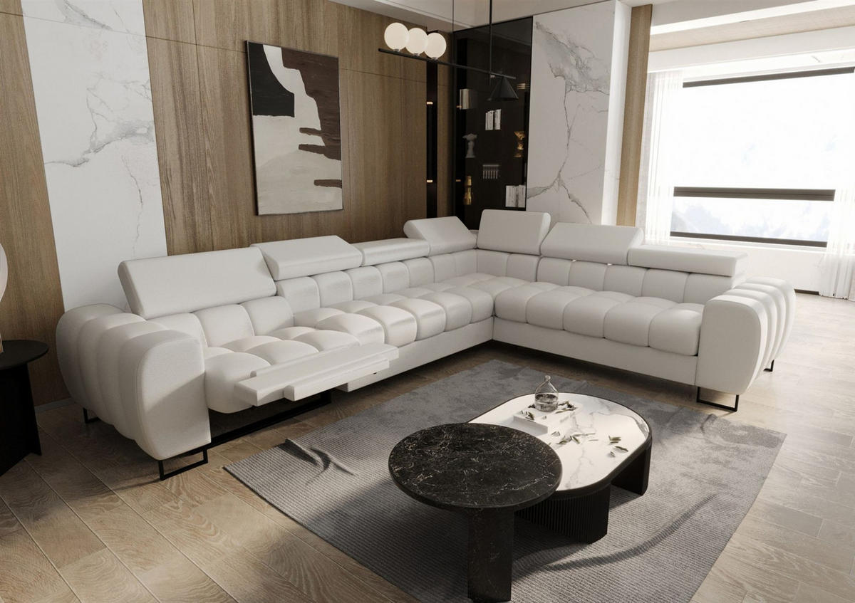 ECKSOFA Bastien Relax - Creme, Holzwerkstoff/Textil (330/260cm) - Fun Möbel