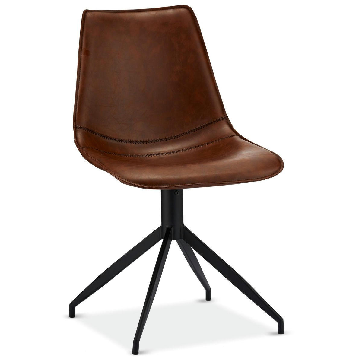 STUHL-SET 2 Stück in Kunstleder - Schwarz/Braun, Textil/Metall (48/85/57cm) - Furnhouse