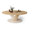 COUCHTISCH Oval Eiche Artisan - Beige mit Ablage - Beige/Eiche Artisan, Holzwerkstoff (60/110/45cm) - designimpex