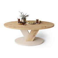 COUCHTISCH Oval Eiche Artisan - Beige mit Ablage - Beige/Eiche Artisan, Holzwerkstoff (60/110/45cm) - designimpex