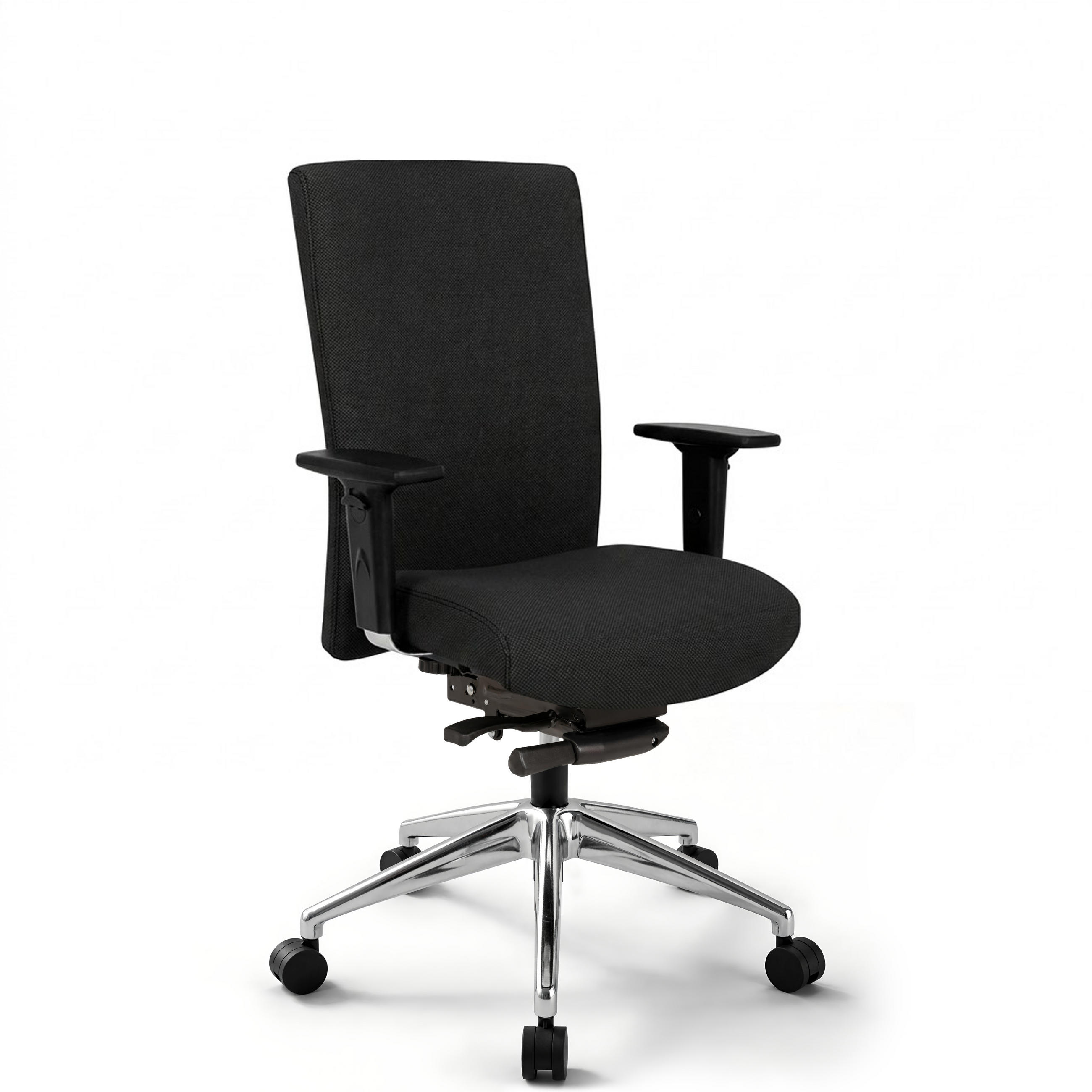 BÜROSTUHL Terox Stoff Schwarz - ergonomisch, 150 kg belastbar, Sitzhöhe 54-66cm - Schwarz, Kunststoff/Textil (65/106/60cm) - Versee