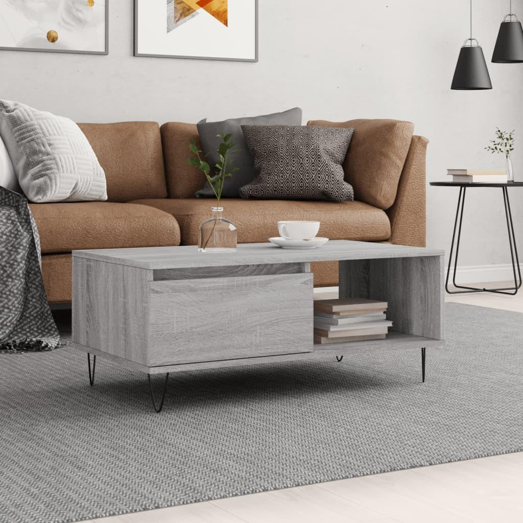 COUCHTISCH Grau Sonoma 90x50x36,5 cm Holzwerkstoff - Grau, Holzwerkstoff (50/90/36.5cm) - furnicato