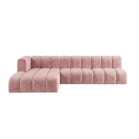 ECKSOFA Modulares In L-Form, Velvet-Stoff Riviera, Hellrosa, Links, GRAND 295 cm - Hellrosa, Holz (295/179cm) - Kaiser Möbel
