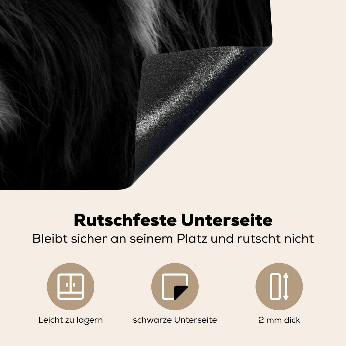 HERDABDECKPLATTE Schottischer Highlander - Kuh - Schwarz - Weiß - Tiere Induktionsmatte 81x52 cm - Schwarz, Kunststoff (81/52/0.2cm) - MuchoWow