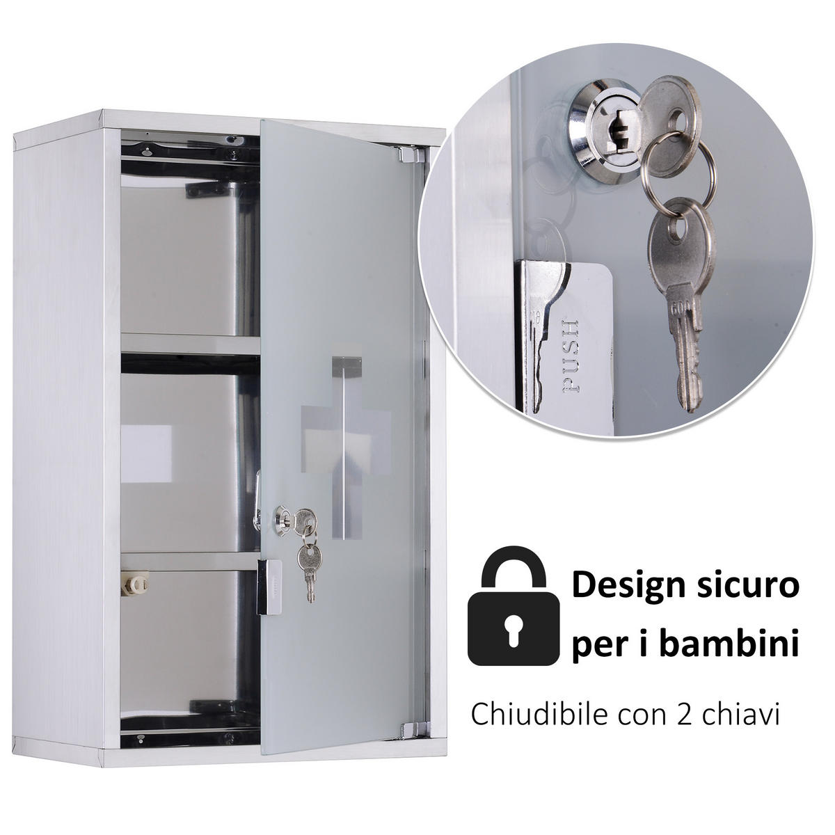 MEDIZINSCHRANK Grau, 3 Regale 1 Stück - Beige, Kunststoff (30/50/18cm) - GiPP