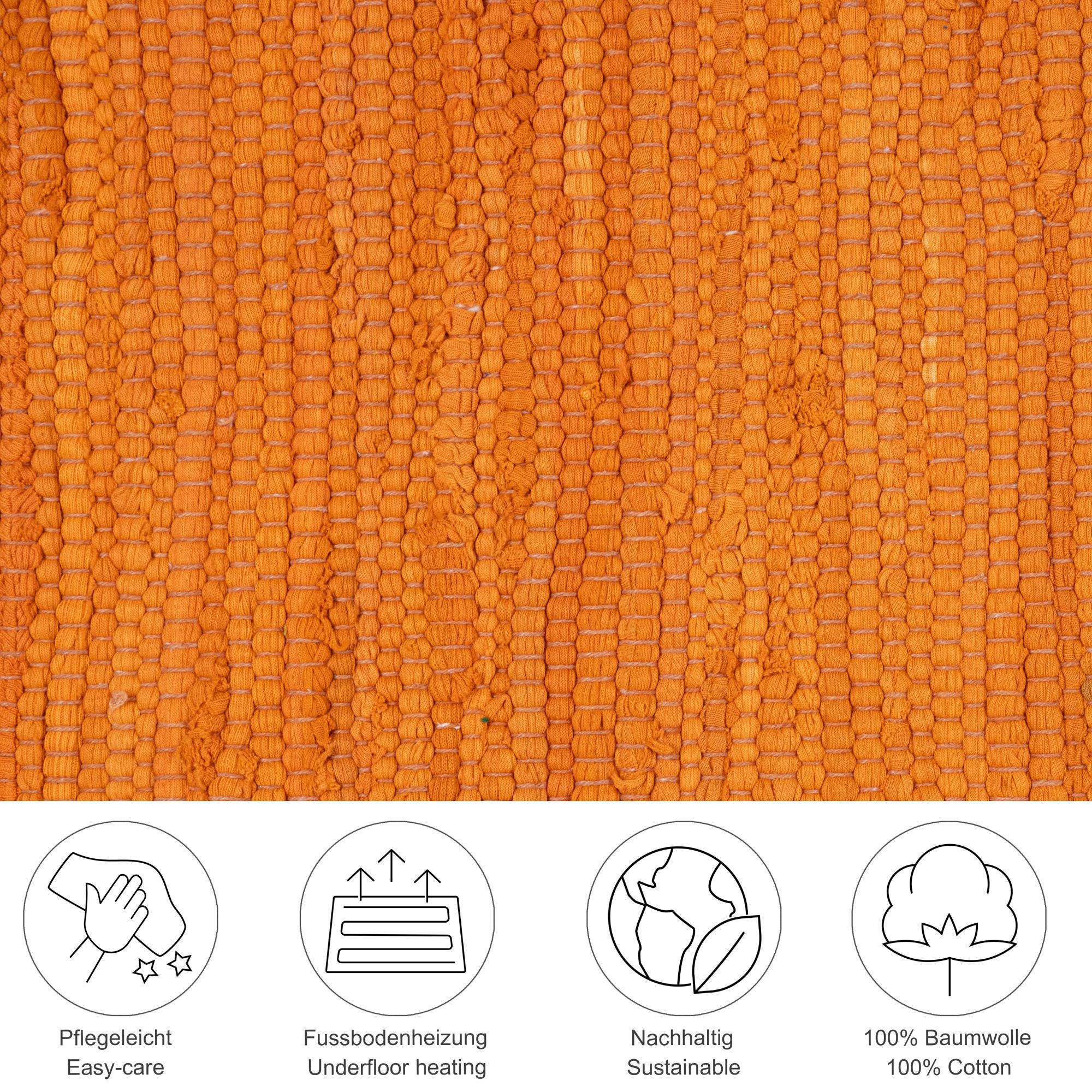 Thumbnail - Rug and Roll Fleckerlteppich, Terra cotta, Textil, Uni, Rechteckig, 90x160 cm, für Fußbodenheizung geeignet, Teppiche & ...