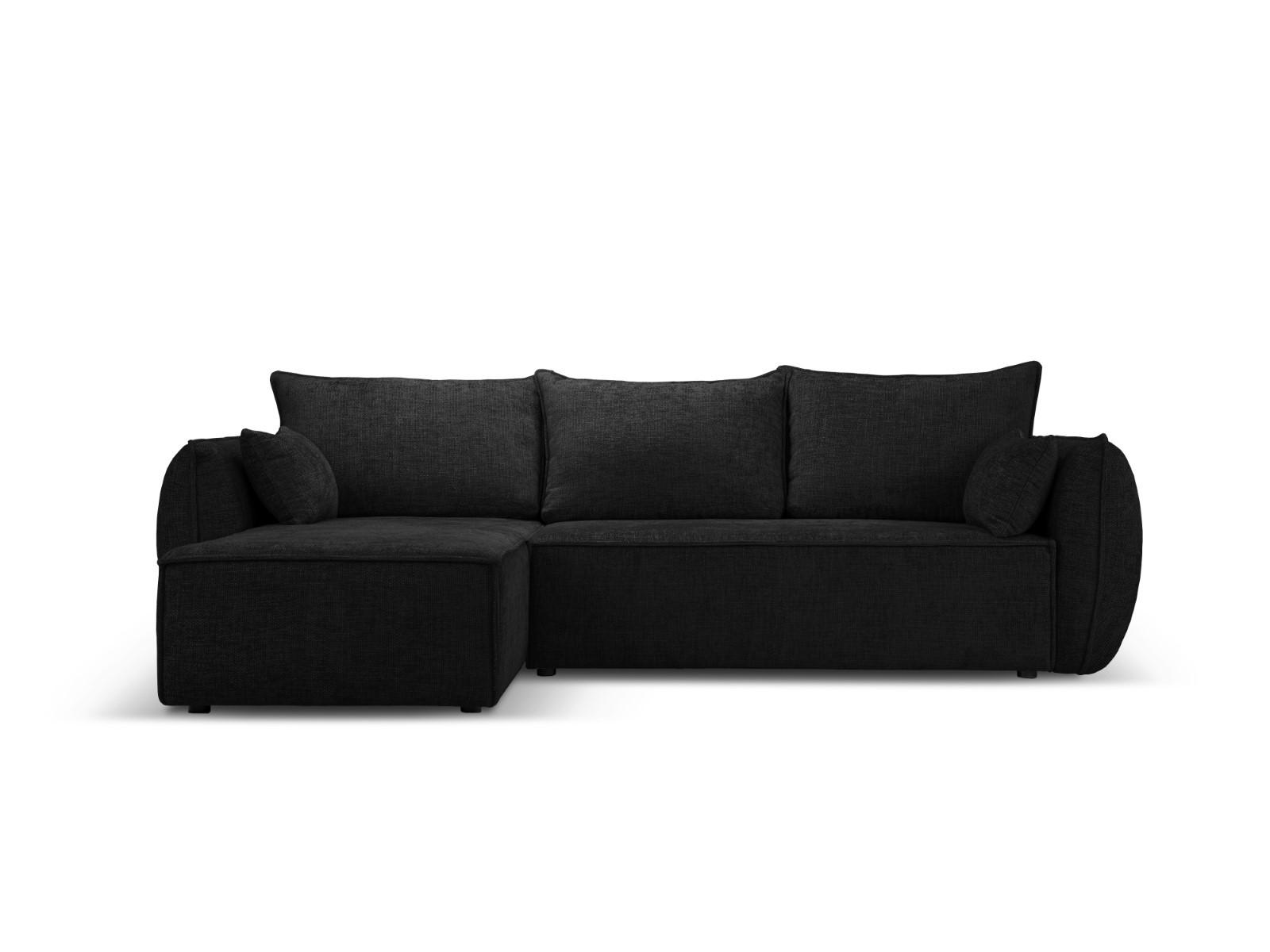 AUSKLAPPBARES-ECKSOFA links mit Container Kaelle aus Chenille-Stoff schwarz 4 Sitzplätze - Schwarz, Textil (165/252cm) - Micadoni