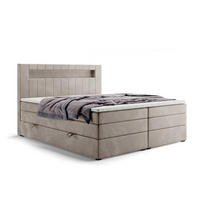 BOXSPRINGBETT Gold 5 King LED 120x200 cm Beige Velvet H3 - Beige, Holz (120/200cm) - Labett