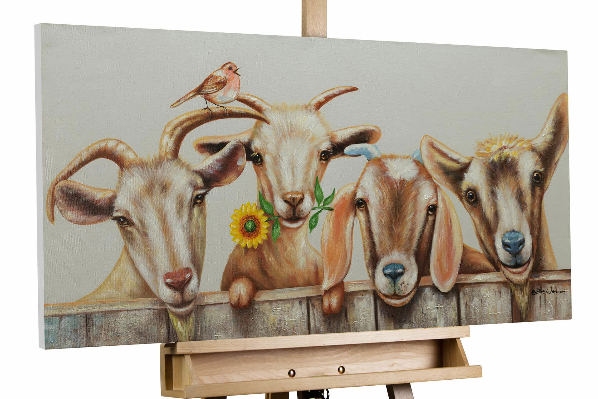 ACRYLBILD HANDGEMALT 100/50 cm - Weiß/Braun, Holz/Textil (100/50cm) - KUNSTLOFT