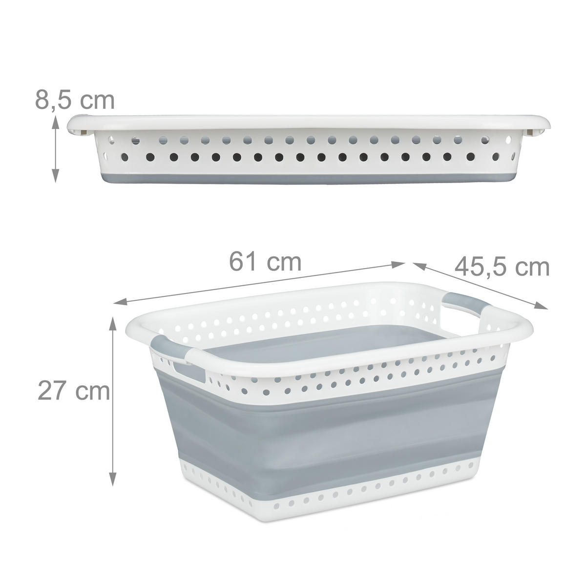 KÔŠ na prádlo - sivá, plast (61/27/45.5cm) - Relaxdays