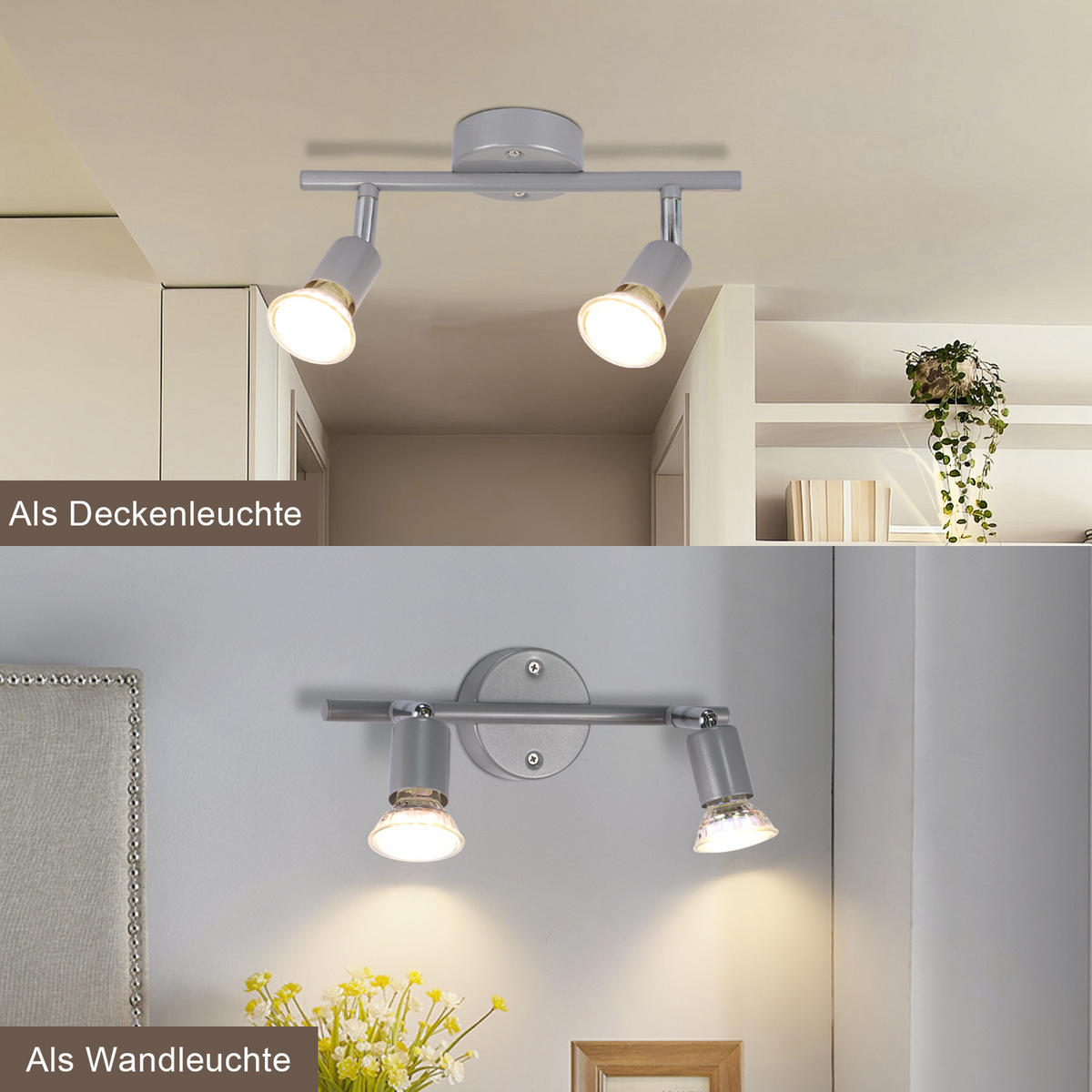 DECKENSTRAHLER Brandal 15/8/26 cm - Silberfarben, Metall (26/15/8cm) - ZMH