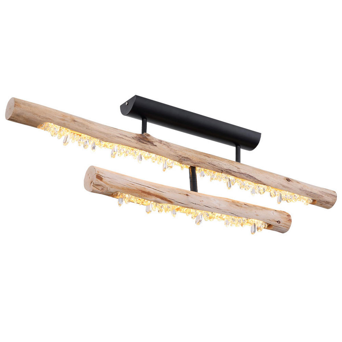 LED DECKENLEUCHTE Felicitas Schwarz Kristalloptik - Schwarz, Holz (100/8/30cm) - Globo Lighting