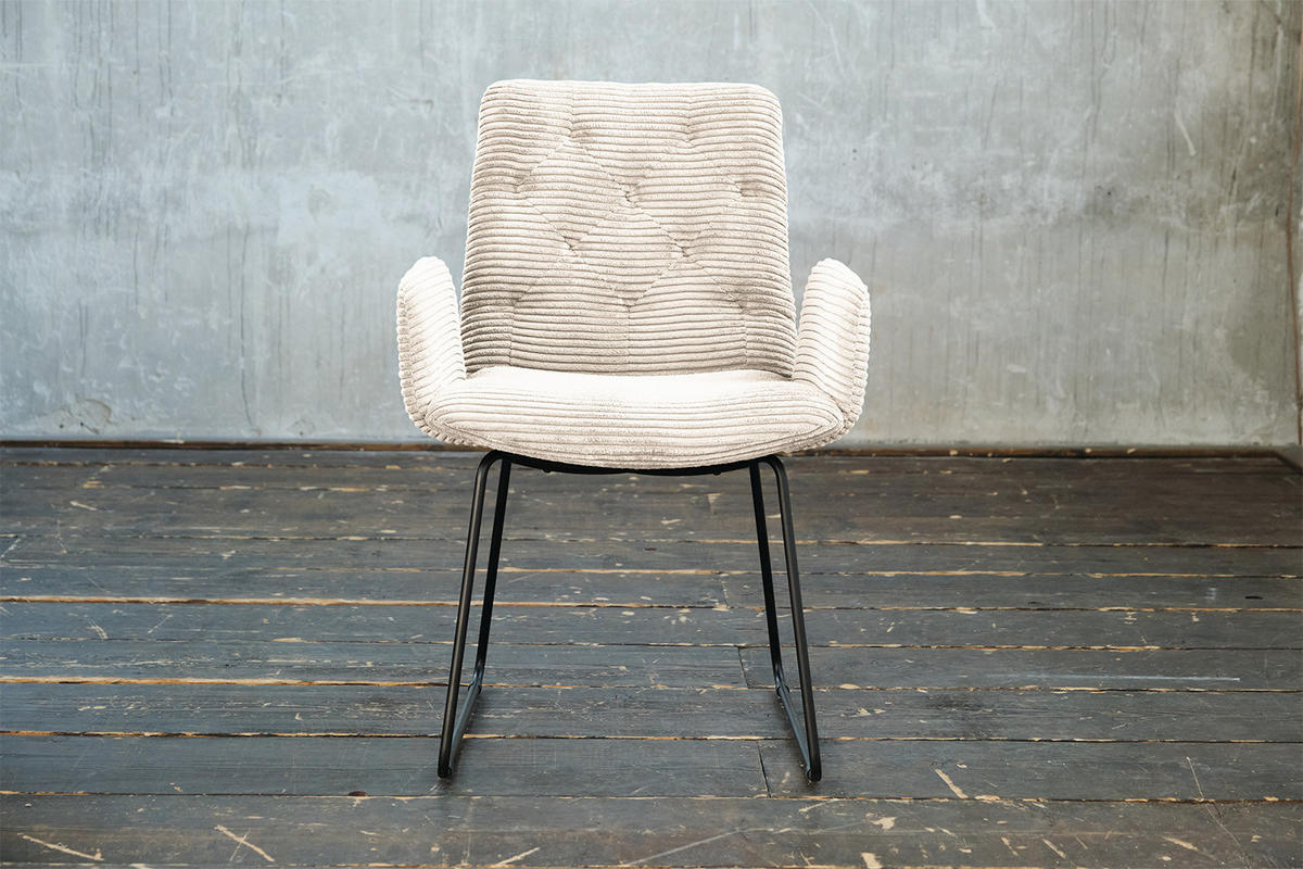STUHL NEW CHARME Cremeweiß Cord - Creme, Textil (59/87/66cm) - KAWOLA