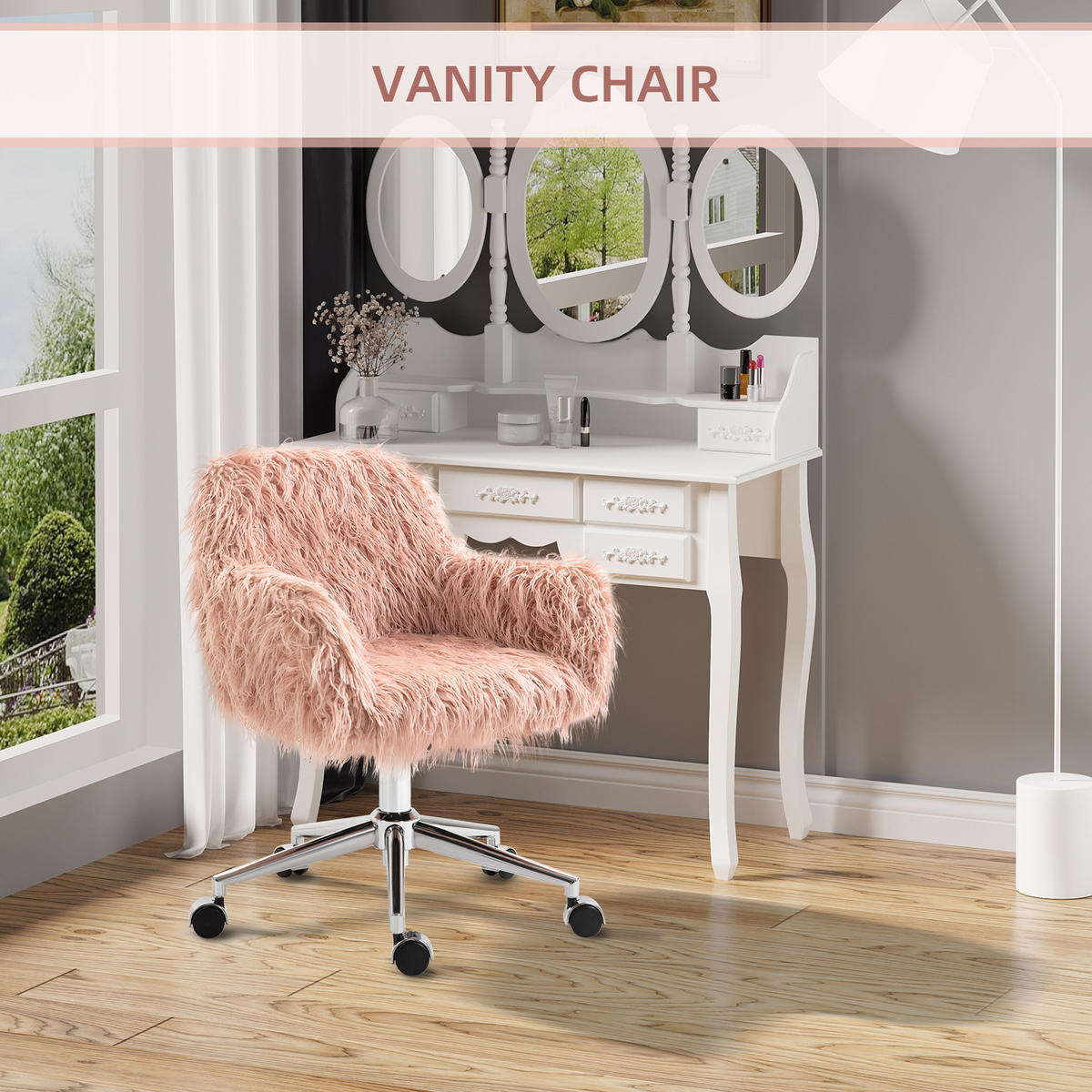 CHEFSESSEL, Schaumstoff, Rosa+Silber - Multicolor, Fell (60/85/57cm) - Vinsetto
