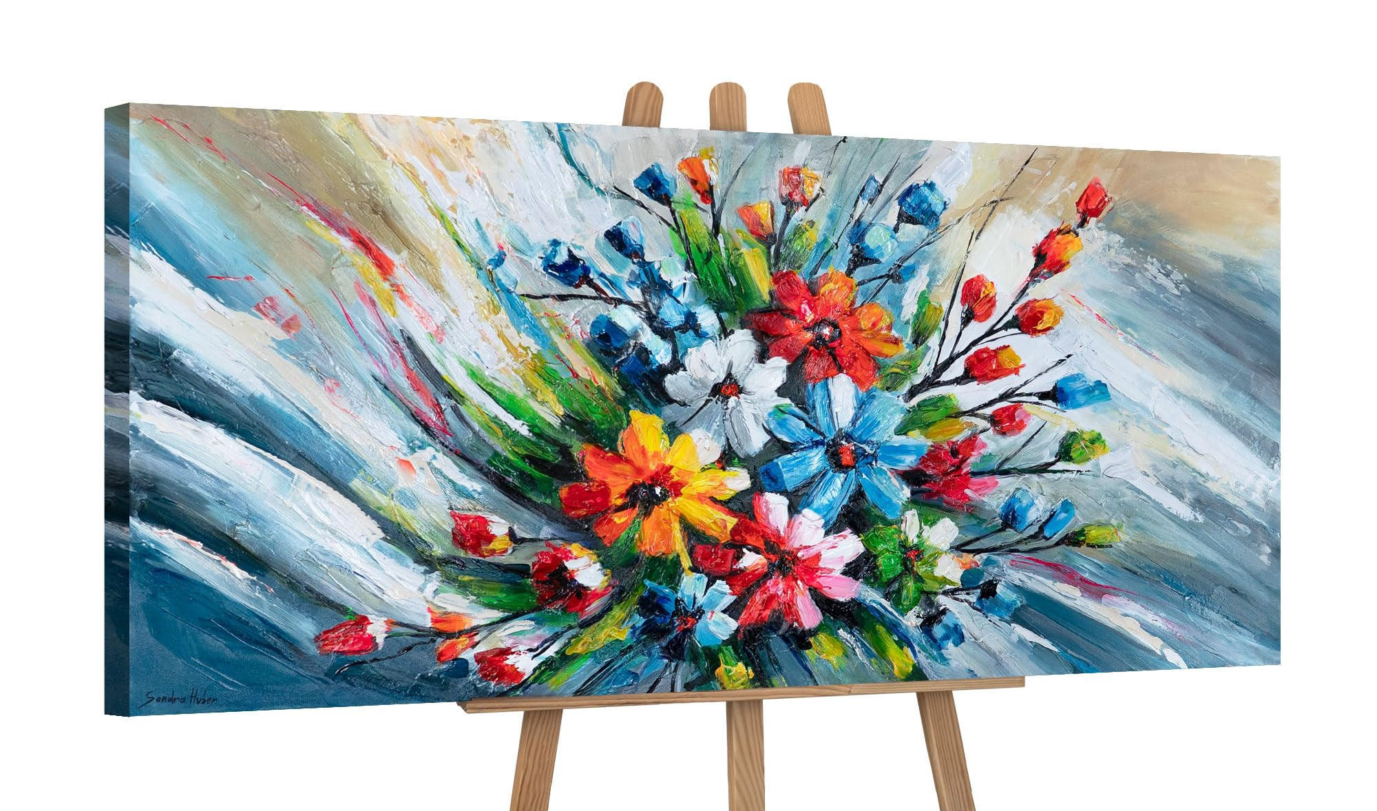 GEMÄLDE Heller Strauß auf Keilrahmen 115x50 cm - Multicolor, Holz (115/50cm) - YS-art gallery