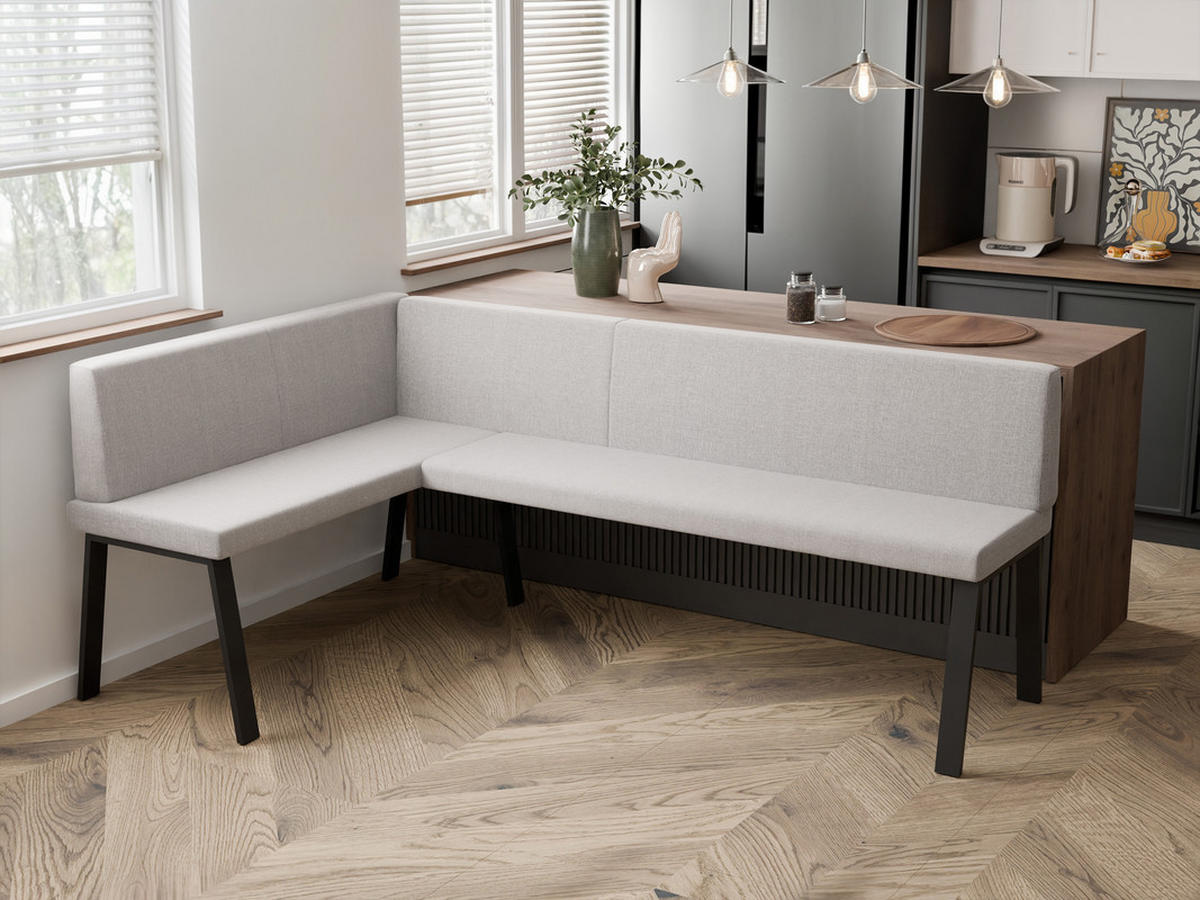 ECKBANK links MONO Y Webstoff glatt, 128/168 cm Beige - Beige, Textil/Metall (128/168cm) - Idohome