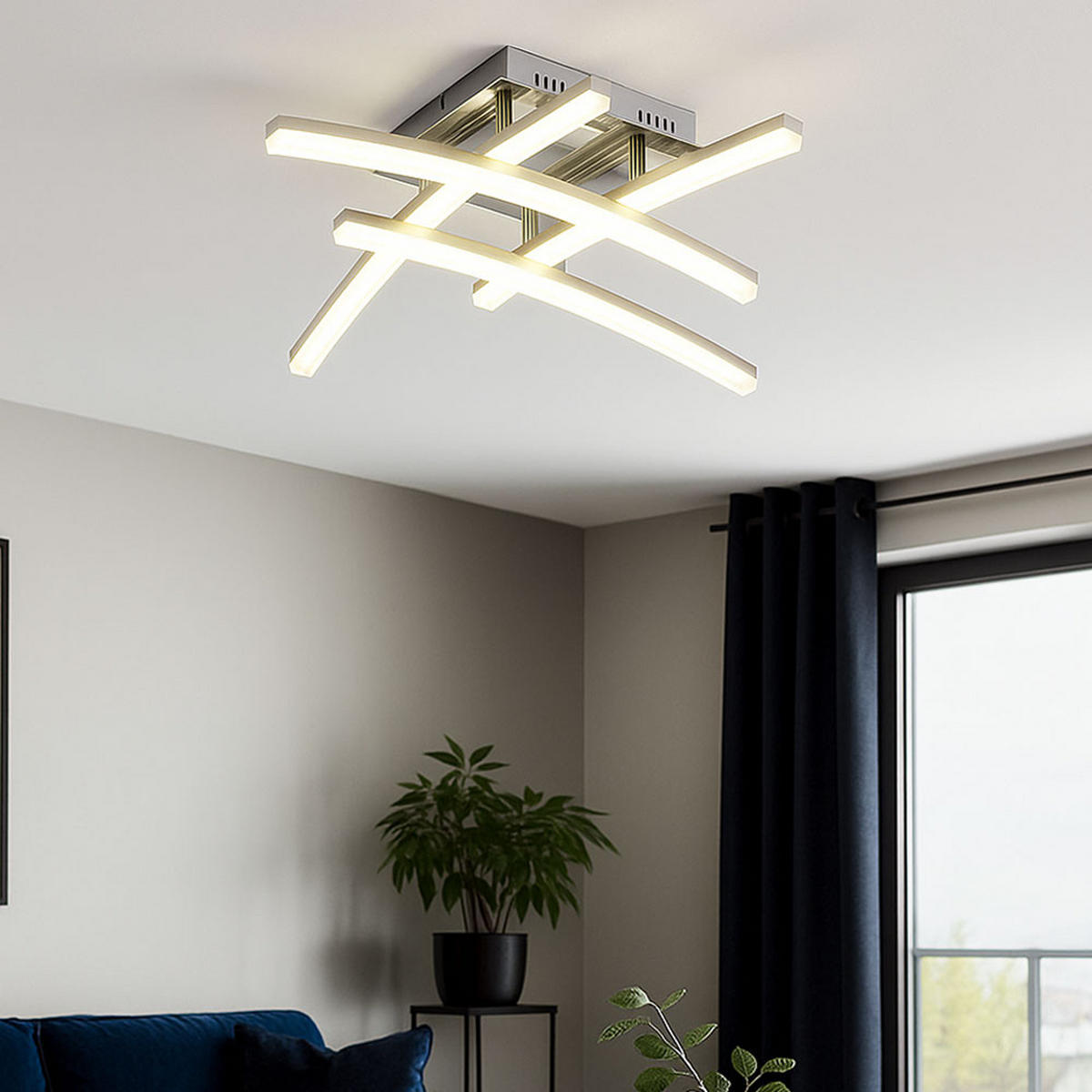 LED DECKENLEUCHTE PERTINI Chrom Transparent - Silberfarben, Metall (45/44/12.5cm)