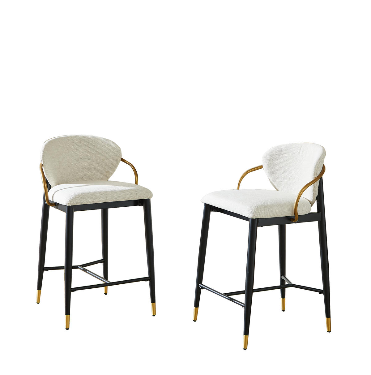 BARHOCKER-SET 2-teilig, beige, aus Chenille mit Rückenlehne und Höhenverstellung - Beige, Textil (52/87/57cm) - MIVRAY