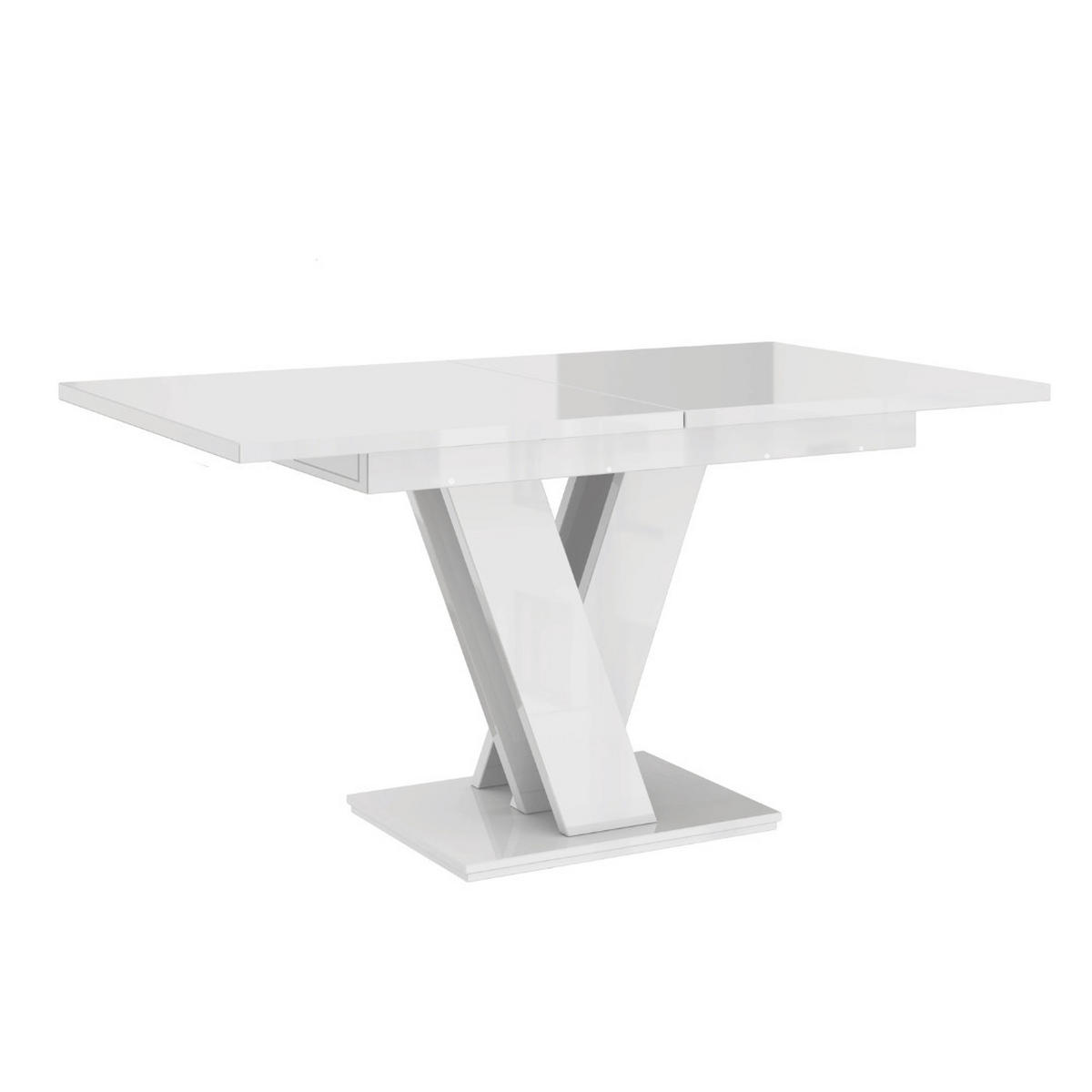 ESSTISCH Weiß Hochglanz Ausziehbar 120 - 160 cm - Weiß Hochglanz, Holzwerkstoff (120/80/75cm) - PROSPERO