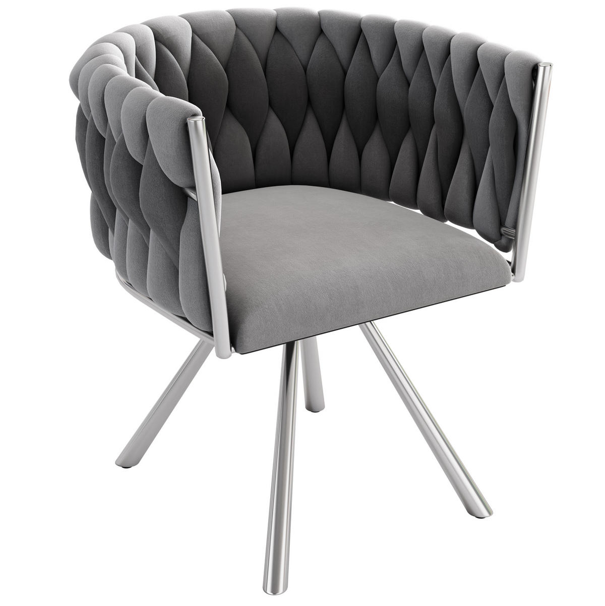ESSZIMMERSTUHL 2er-Set Grau mit 360°-Drehfunktion - Grau, Metall (59/72/54cm) - MIVRAY
