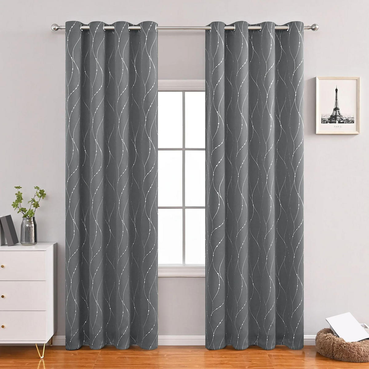 VERDUNKELUNGSVORHANG – Grau – 140 cm x 220 cm – 2 Schal - Grau, Textil (132/213cm)