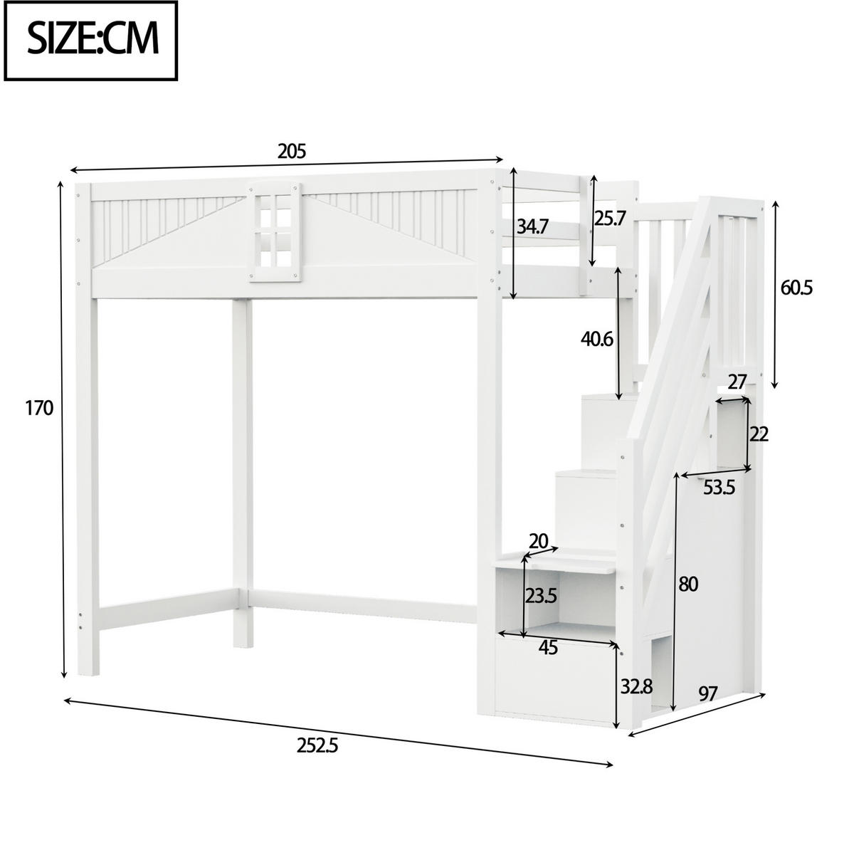 HOCHBETT 90/200 cm Weiß aus Holz mit Stauraum - Weiß, Holz (90/200cm) - OKMYHOME
