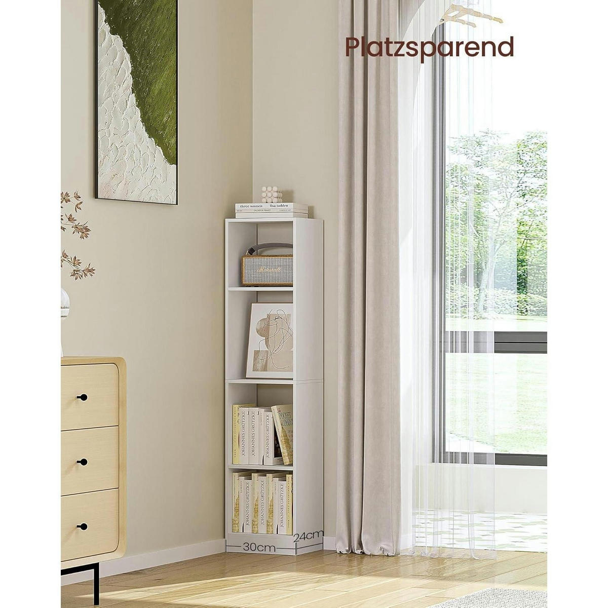 BÜCHERREGAL Würfelregal Weiß 24 x 30 x 124 cm - Weiß, Holzwerkstoff (30/124/24cm)
