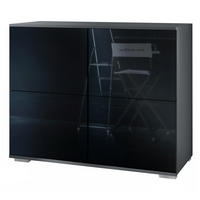 KOMMODE Rova Schwarz Hochglanz - Schwarz Hochglanz, Holzwerkstoff (92.5/75.5/35cm) - Vladon