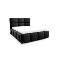 POLSTERBETT TRIO, 180x200 cm, Doppelbett mit Bettkasten, Velourstoff, Frabe: Schwarz - Schwarz, Holz/Kunststoff (180/200cm)