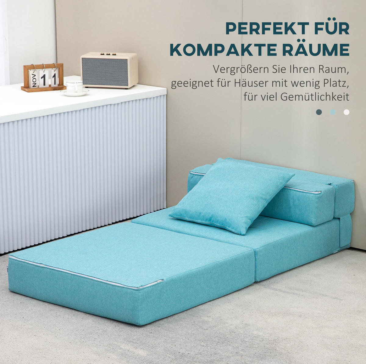 SCHLAFSESSEL 70/70/61 cm mit Liegefläche 70/174 cm – klappbar & platzsparend - Blau, Textil (70/61/70cm) - BEAOK
