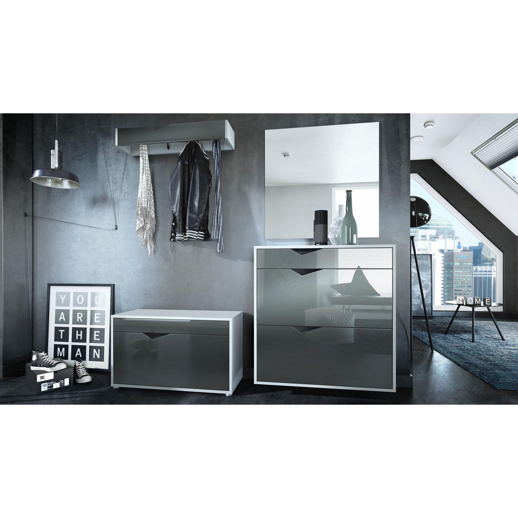Thumbnail - Vladon Garderobe, Grau, Holzwerkstoff, 190x185x33 cm, Garderobe, Garderoben-Sets & Serien, Garderoben-Sets