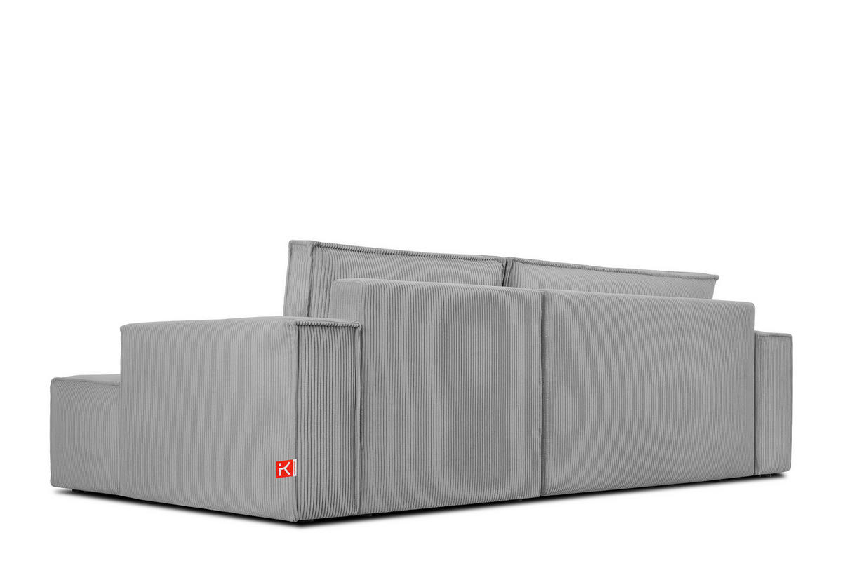 ECKSCHLAFSOFA-RECHTS NAPI in Pet Friendly Cord-Stoff, hellgrau - Hellgrau/Schwarz, Textil (262/148cm) - KONSIMO®