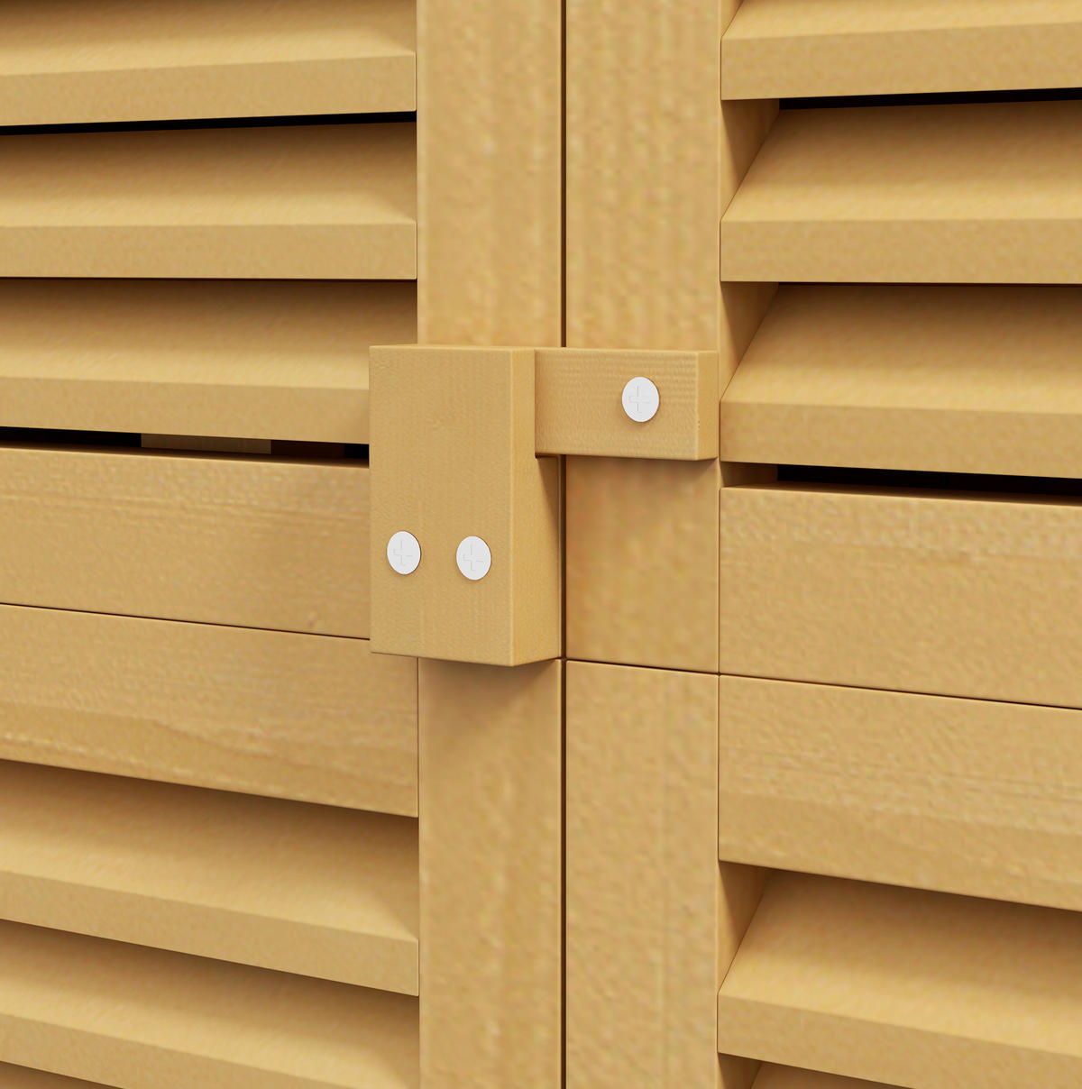 GARTENSCHRANK aus Holz 87x46,5x160cm in Gelb mit Lamellentüren - Gelb, Holz (46.5/160/87cm) - Modfu