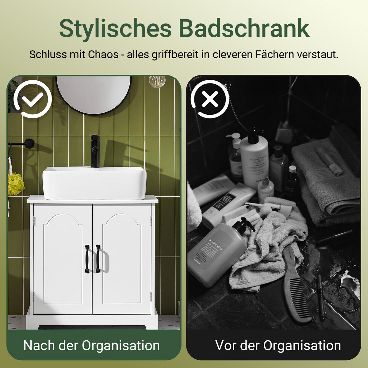 WASCHBECKENUNTERSCHRANK Weiß - Weiß, Holzwerkstoff (60/60/30cm) - SoBuy