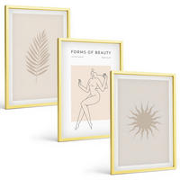 BILDER SET 3er Set - 40x60 cm Goldrahmen - Eine Sammlung minimalistischer Formen - Goldfarben, Kunststoff (40/60cm) - TULUP